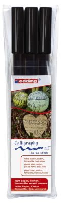 Edding 1255 Kalligrafie Stift - Fasermaler, schwarz, 3er Set 1255-3S