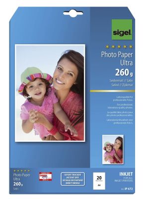 SIGEL Inkjet Fotopapier Ultra - A4, seidenmatt, 260 g/qm, 20 Blatt IP672