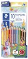 Staedtler® Farbstift Noris Club® jumbo - 4 mm, dreikant, Kartonetui mit 10 Farben + Spitzer 128 NC10